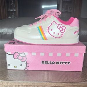 Hello Kitty Cream and Pink Sneakers with Rainbow Detail